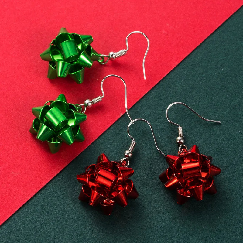 Raxiva - Sparkling Christmas Gift Bow Star Earrings – Trendy Christmas Earhooks for a Festive Fashion Statement & Perfect Holiday Gift
