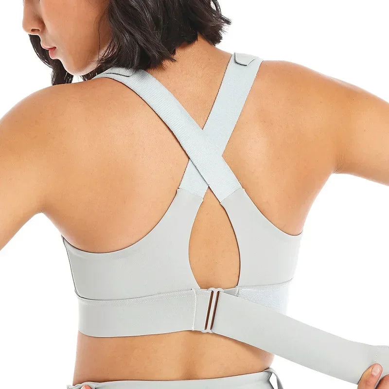 Raxiva - Zip-Front Sports Bra – Adjustable, Shockproof Athletic Crop Top for Gym & Yoga