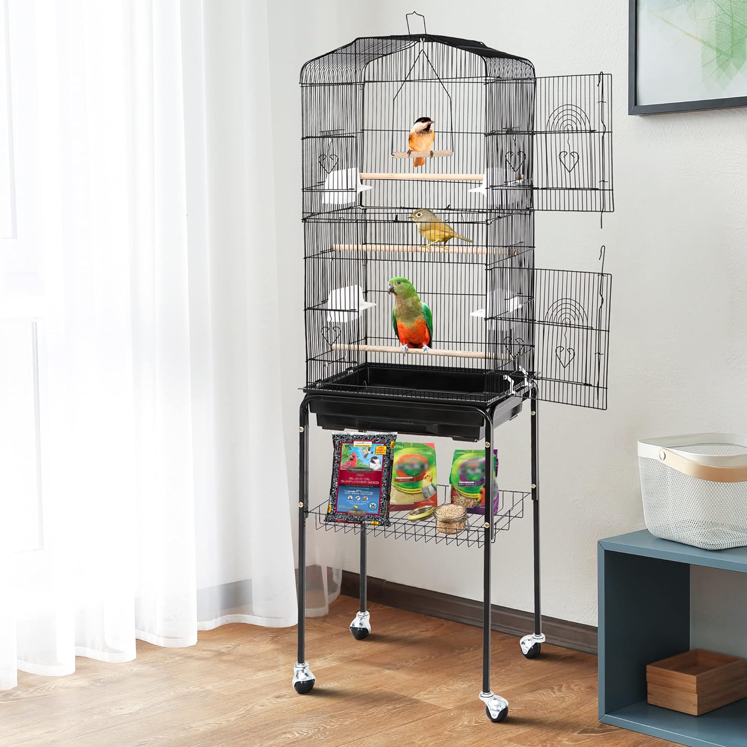 Rolling Bird Parrot Stand Cage-Raxiva-SKU38841708098256957Rolling Bird Parrot Stand Cage7491657728061, Rolling Bird Parrot Stand Cage, , Raxiva, Rolling Bird Parrot Stand Cage,