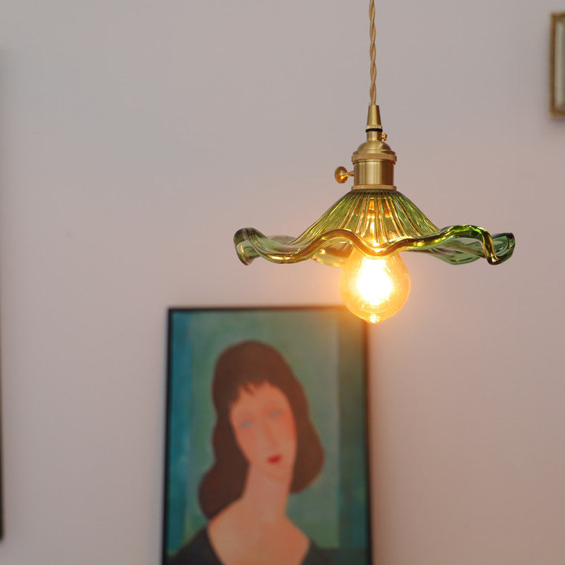 Raxiva-luminaire pendentif hibiscus verre souffle elegance