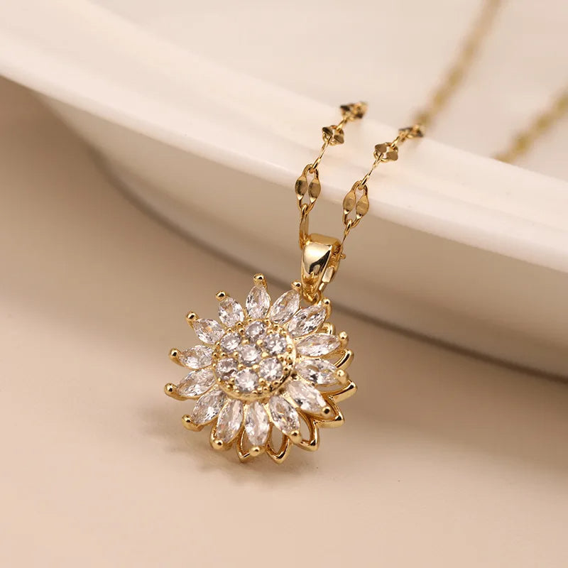 Raxiva-sunflower pendant necklace embrace joy and elegance daily