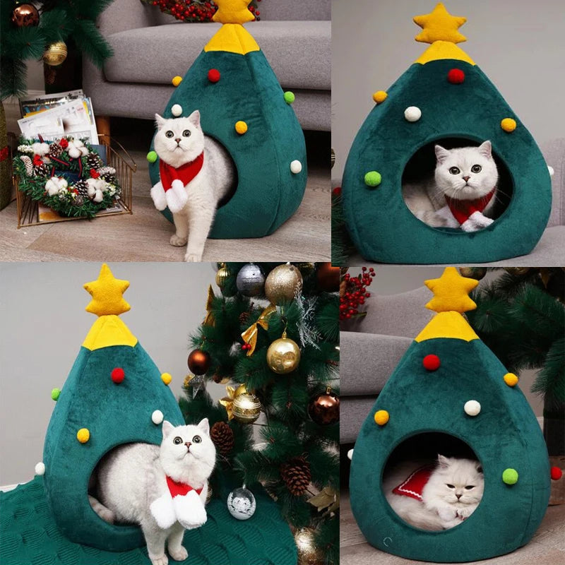 Raxiva - Christmas Tree Pet Bed / Tent – Warm Winter Tent for Dogs & Cats, Perfect for Holiday Comfort & Style