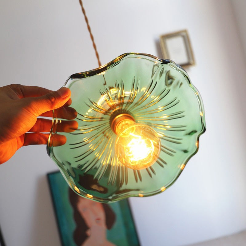 Raxiva-luminaire pendentif hibiscus verre souffle elegance