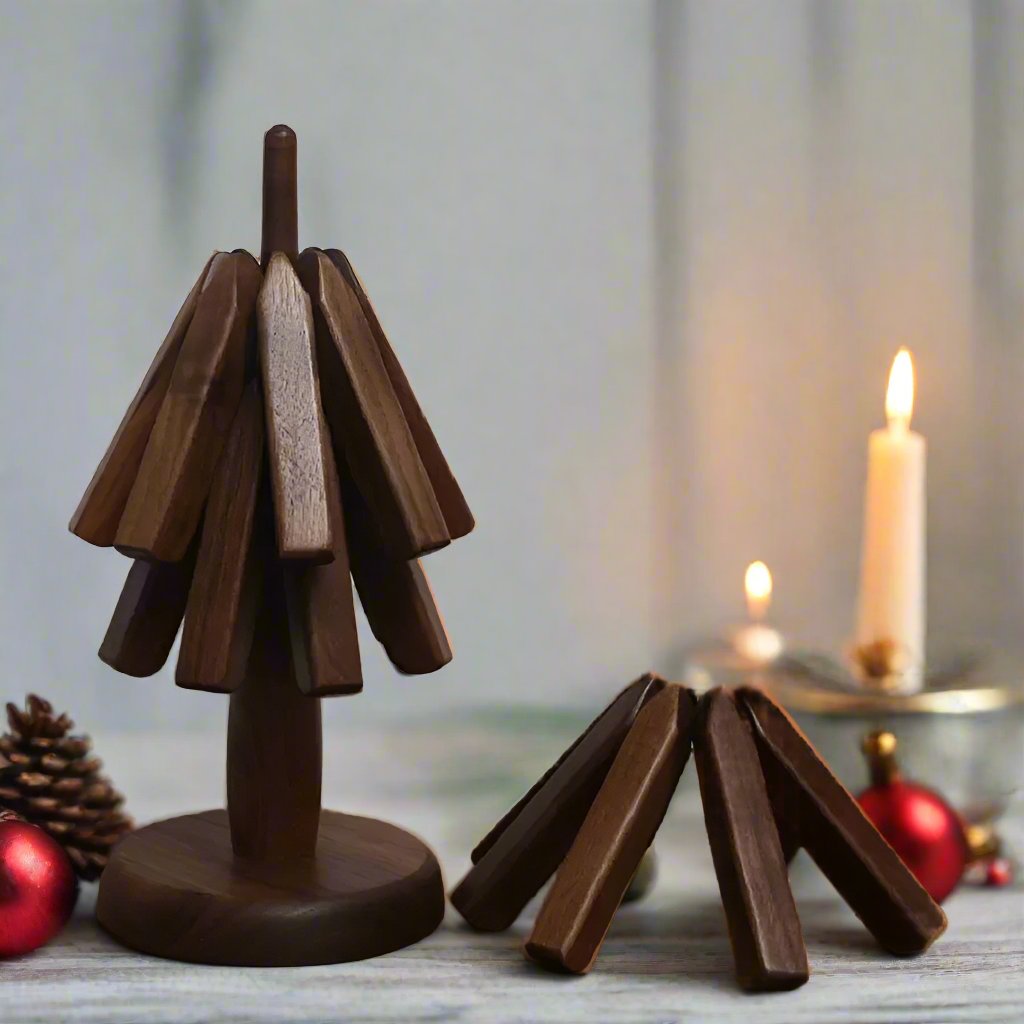 Raxiva-stylish black walnut foldable christmas tree coasters heat resistant pot mats kitchen decor