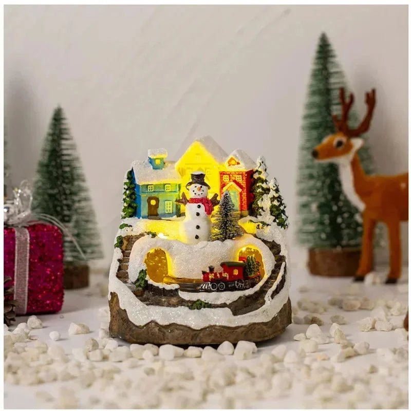 Raxiva-magical christmas tree music lights snowy house decor snowman holiday gifts home charm