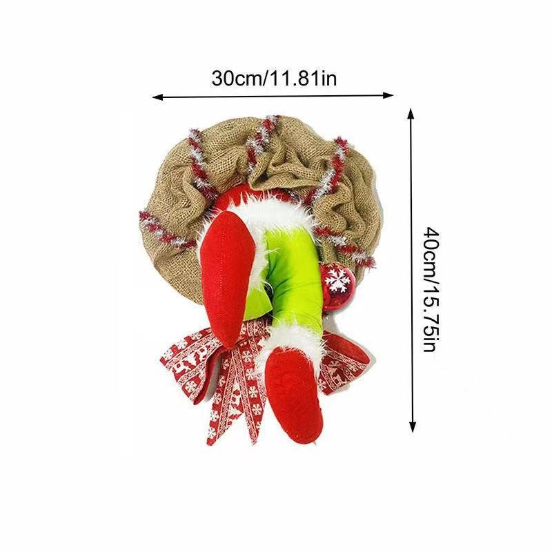 Raxiva-christmas thief elf leg burlap wreath whimsical holiday decor