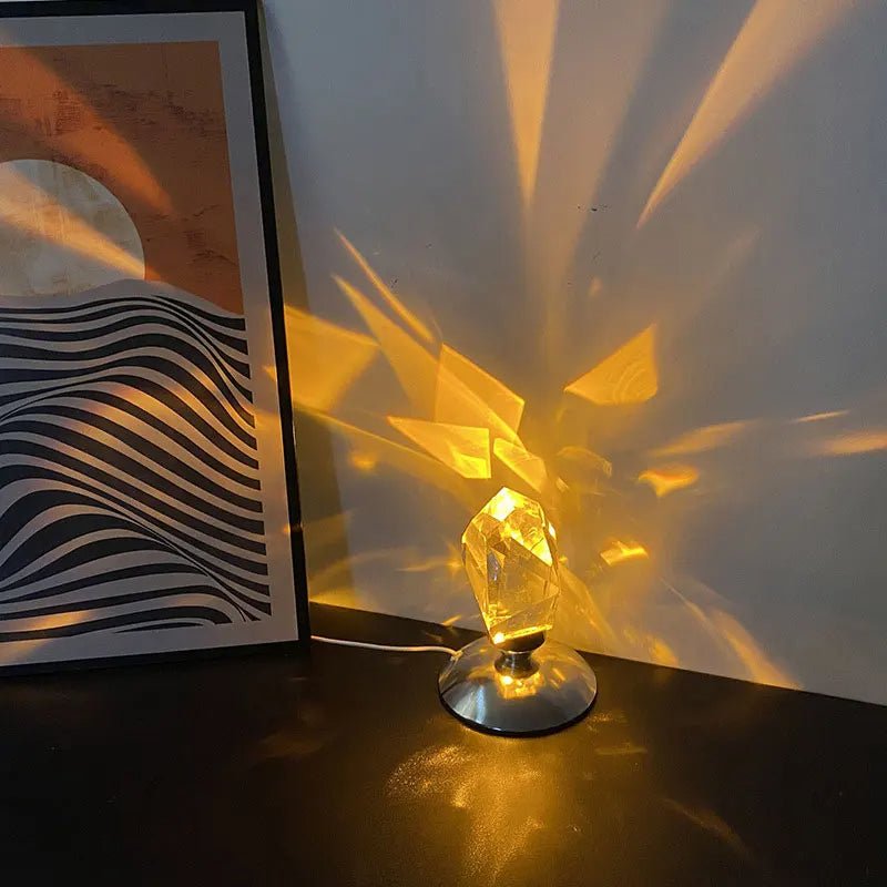Raxiva-crystal stone lamp 16 rgb colors stylish diamond table light magical ambiance