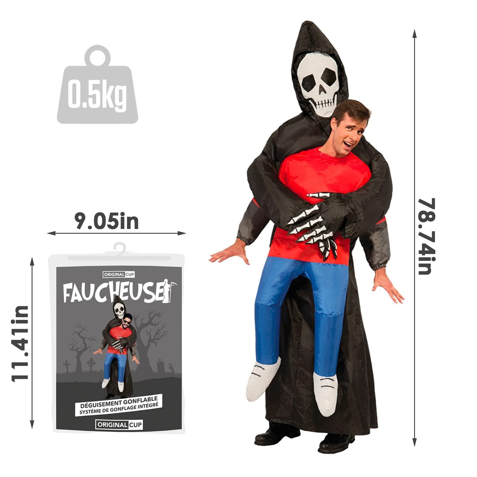 Raxiva-death grim reaper inflatable costume robe mask ghost halloween props
