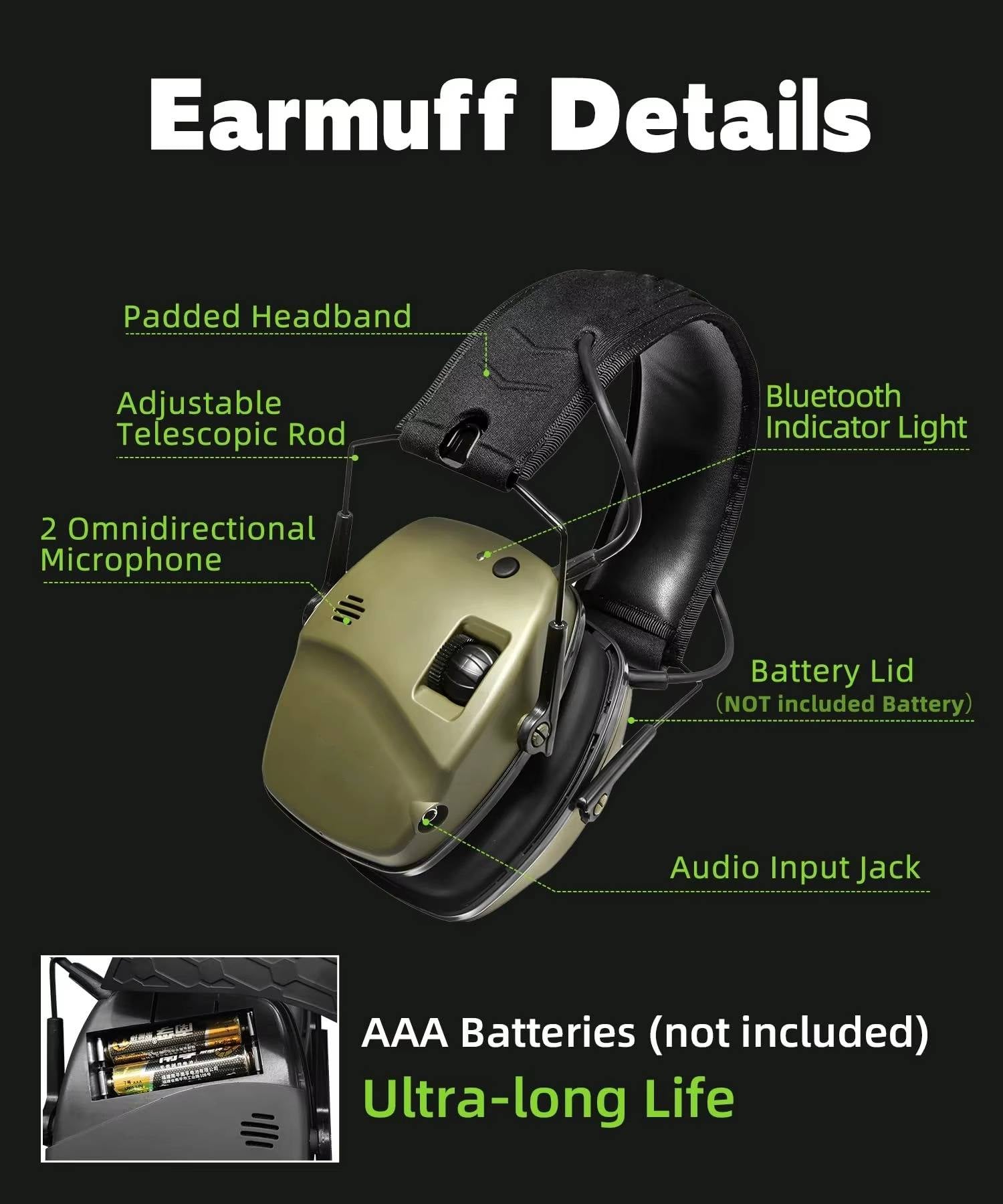 Raxiva-noise cancelling ear muffs for shooting