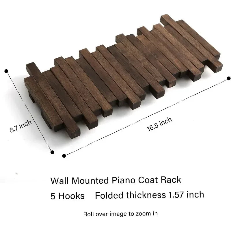 Raxiva-natural wood wall mounted coat hook rack flip down holder