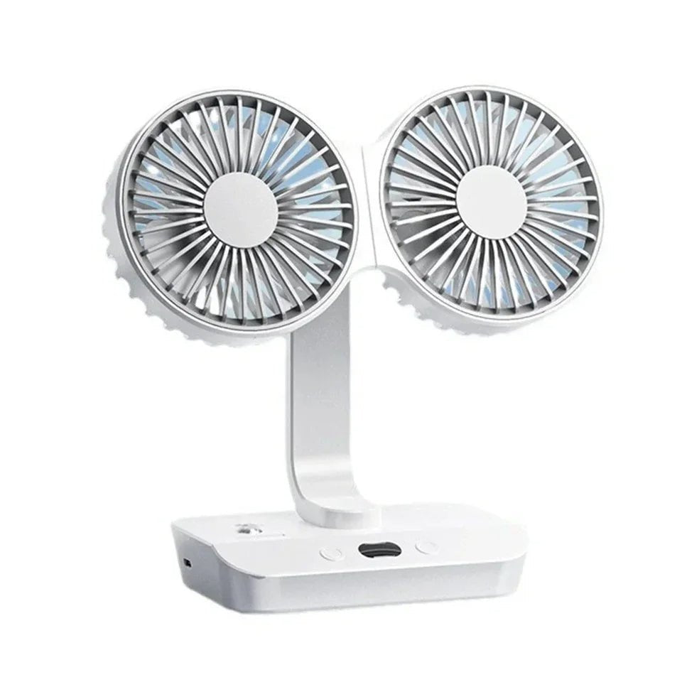 Raxiva-dual head oscillating table fan portable usb rechargeable 4000mah battery 4 speed