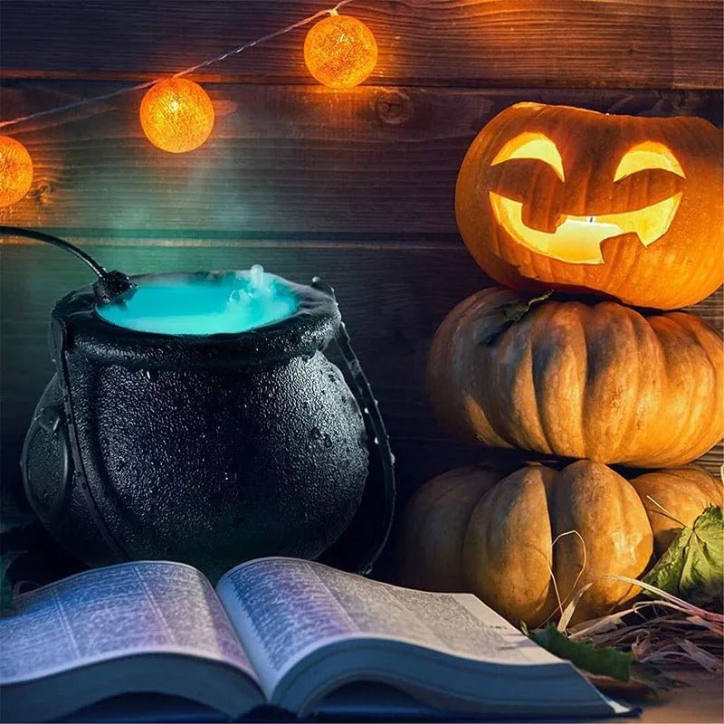 Raxiva-halloween witch jar lamp black atomizer with led lights for party fog smoke