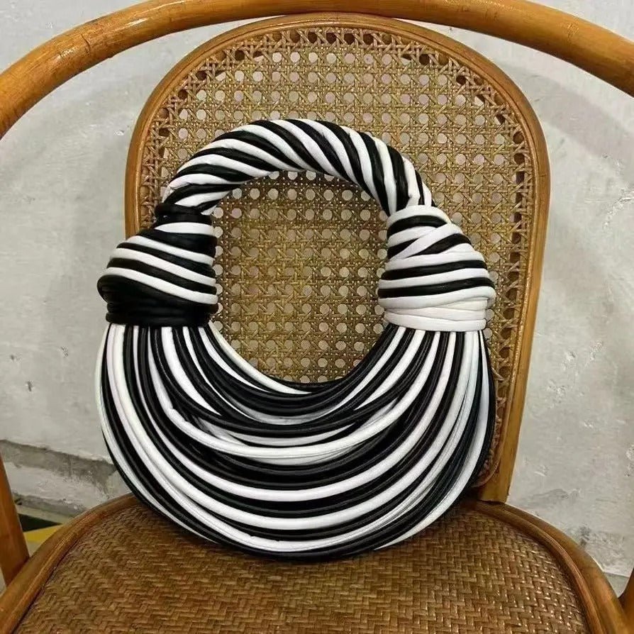 Raxiva-handwoven noodle knotted dimensional handbag