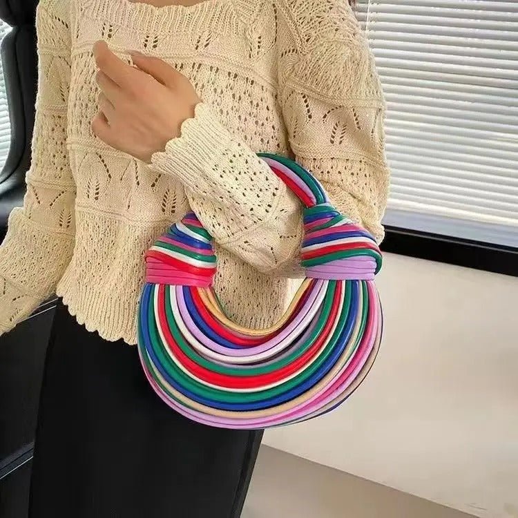 Raxiva-handwoven noodle knotted dimensional handbag