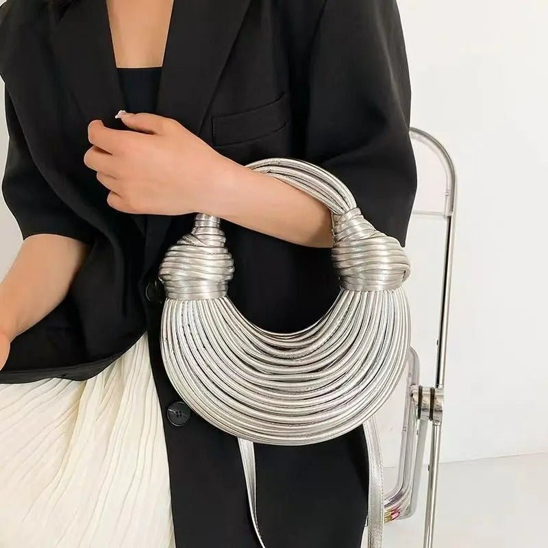 Raxiva-handwoven noodle knotted dimensional handbag