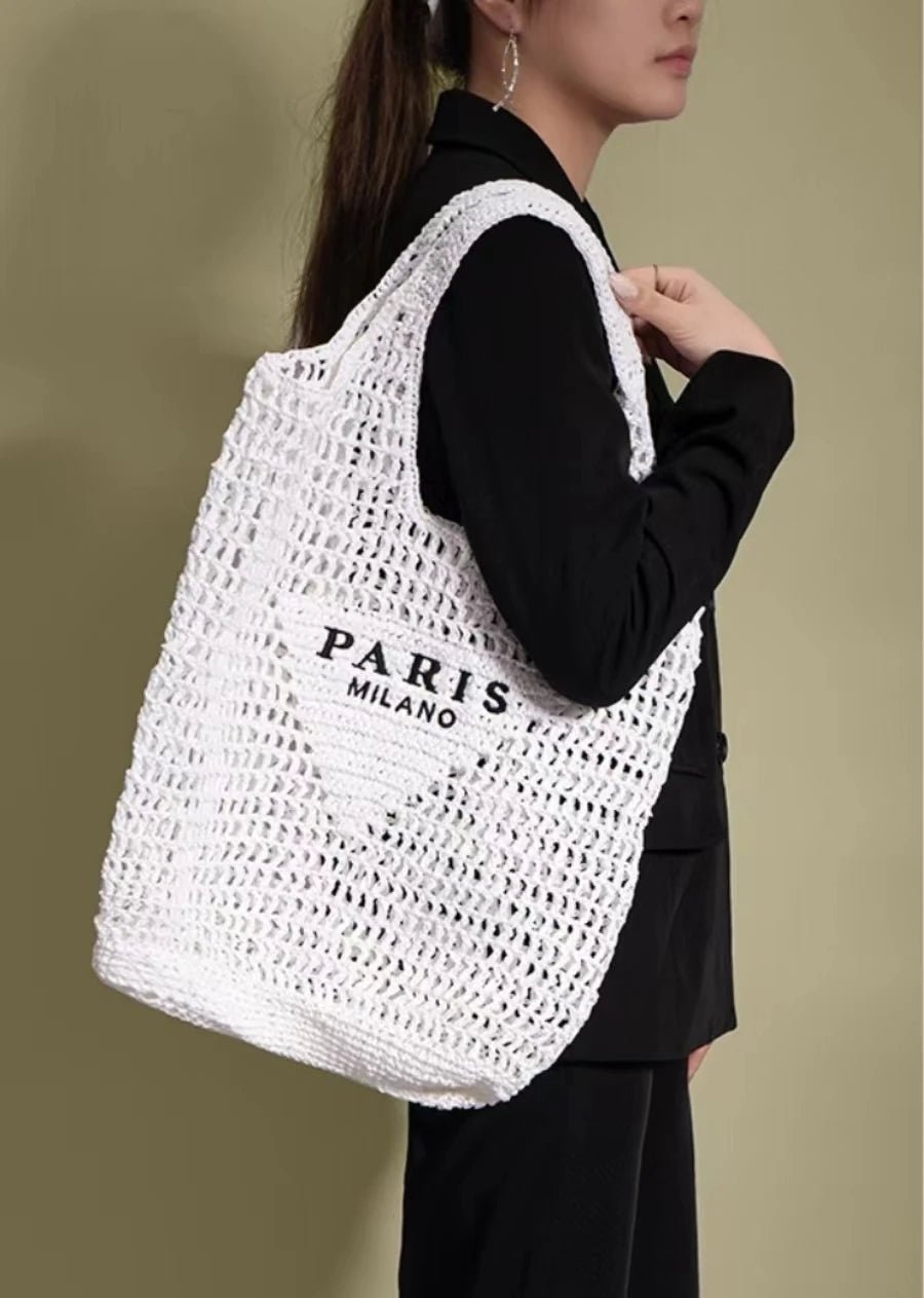 Raxiva-handwoven straw summer shoulder bag women spacious hollow design summer beach vacations
