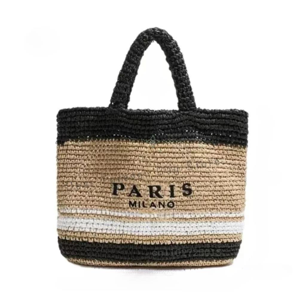 Raxiva-handwoven straw summer shoulder bag women spacious hollow design summer beach vacations