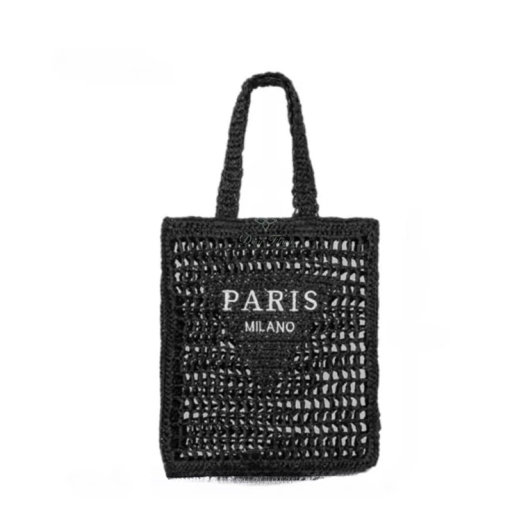 Raxiva-handwoven straw summer shoulder bag women spacious hollow design summer beach vacations