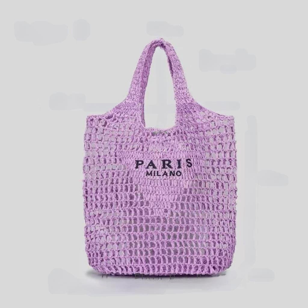 Raxiva-handwoven straw summer shoulder bag women spacious hollow design summer beach vacations