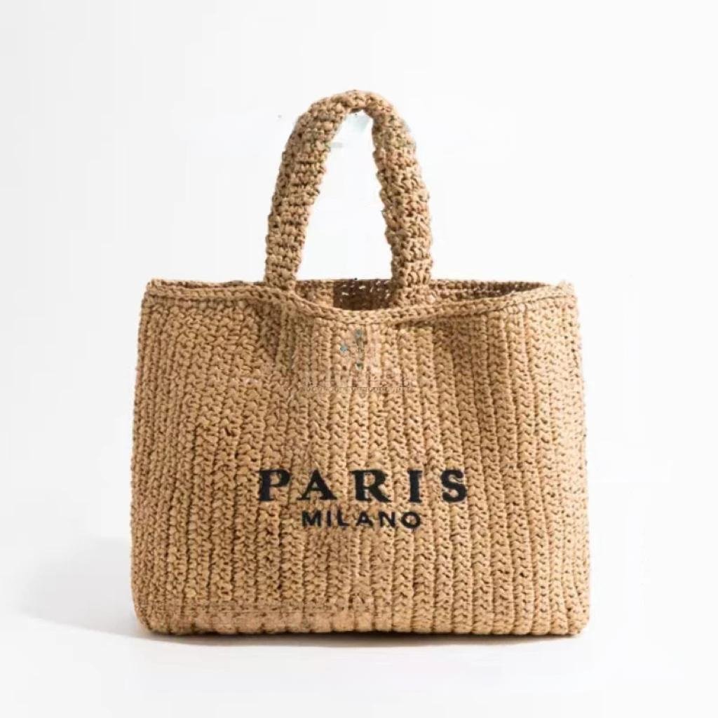 Raxiva-handwoven straw summer shoulder bag women spacious hollow design summer beach vacations