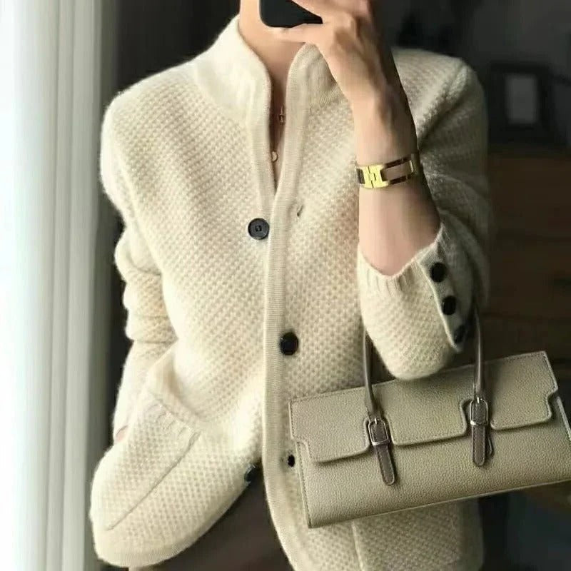 Raxiva-soft button blazer structured knit