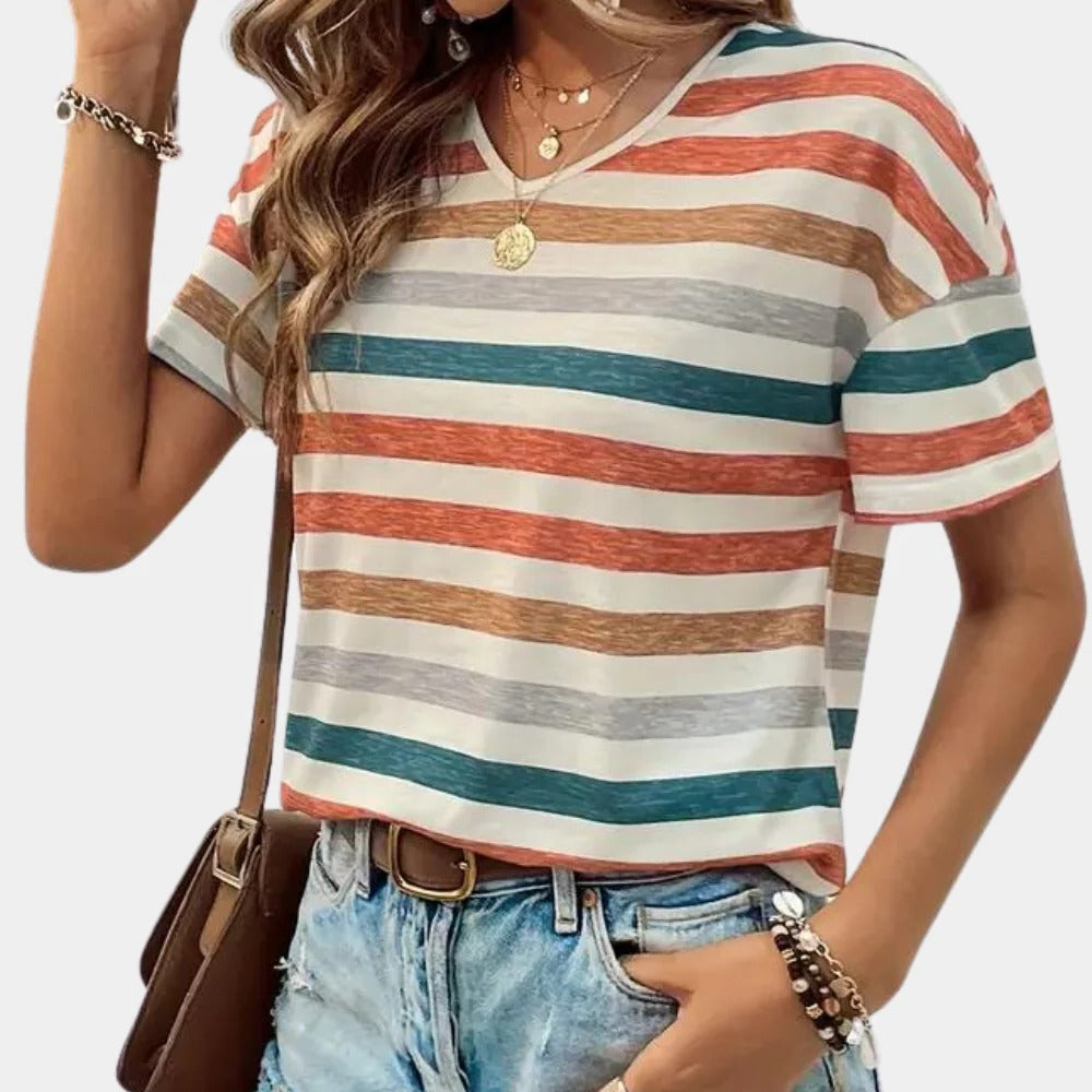 Raxiva-casual striped womens tshirt