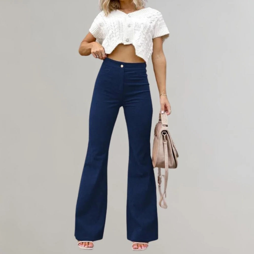 Raxiva-trendy corduroy flared pants
