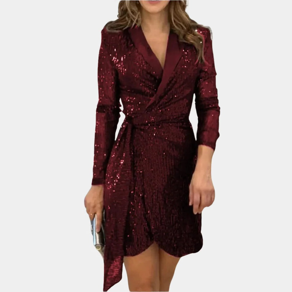 Raxiva-elegant ladies blazer dress with belt