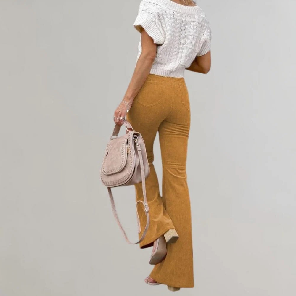 Raxiva-trendy corduroy flared pants