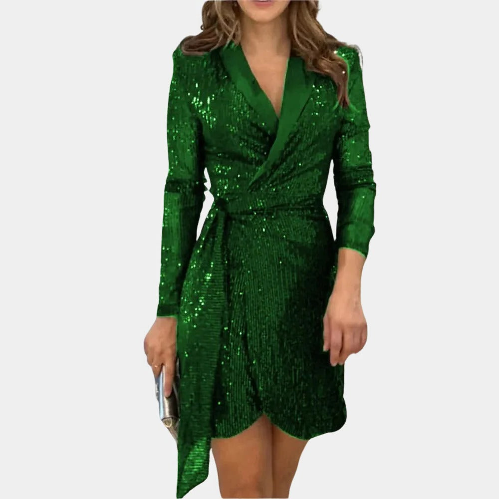 Raxiva-elegant ladies blazer dress with belt