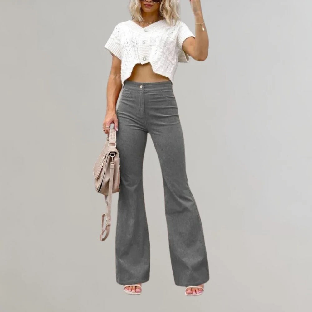 Raxiva-trendy corduroy flared pants