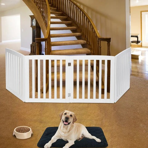 Raxiva-premium tall retractable wooden indoor dog gate