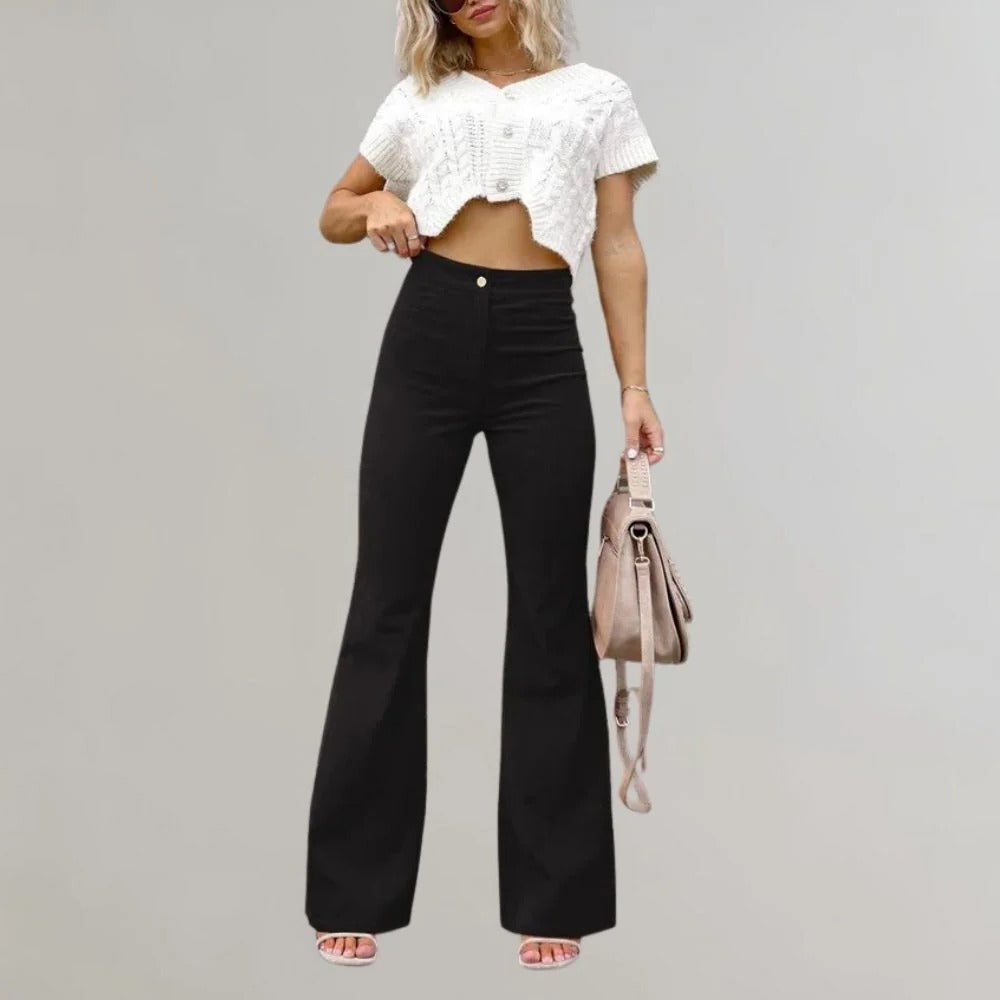 Raxiva-trendy corduroy flared pants