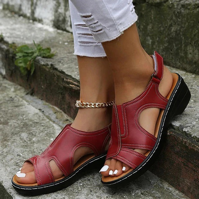 Raxiva-premium leather orthopedic wedge sandals