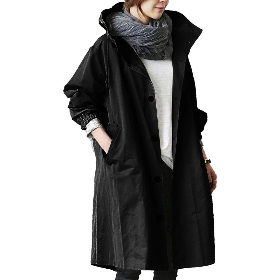 Raxiva-womens long waterproof rain coat