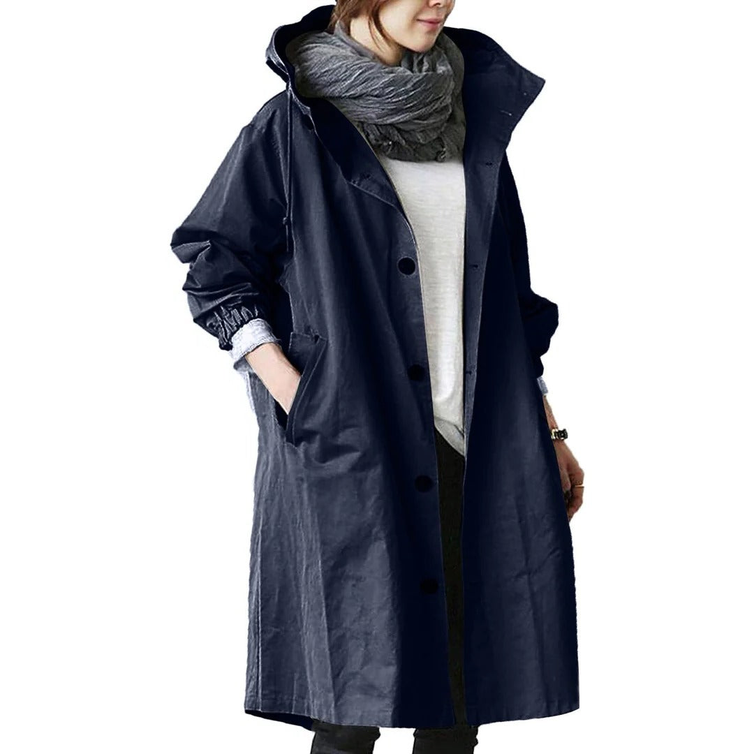 Raxiva-womens long waterproof rain coat