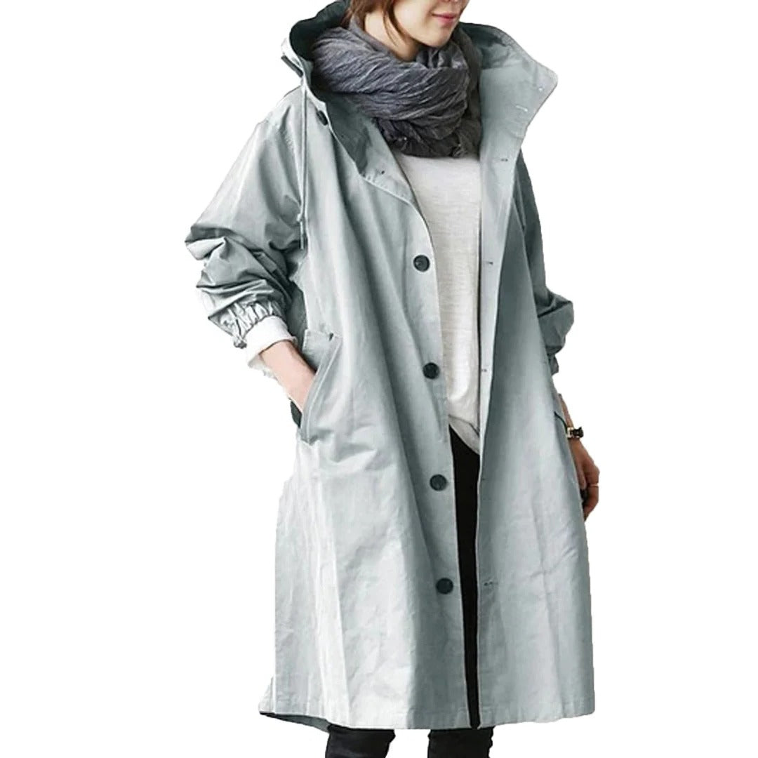 Raxiva-womens long waterproof rain coat