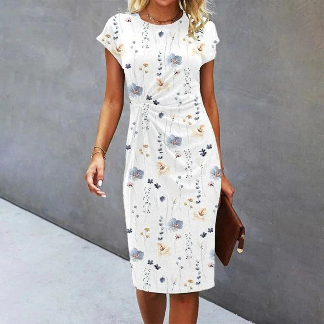 Raxiva-elegant short sleeve dress
