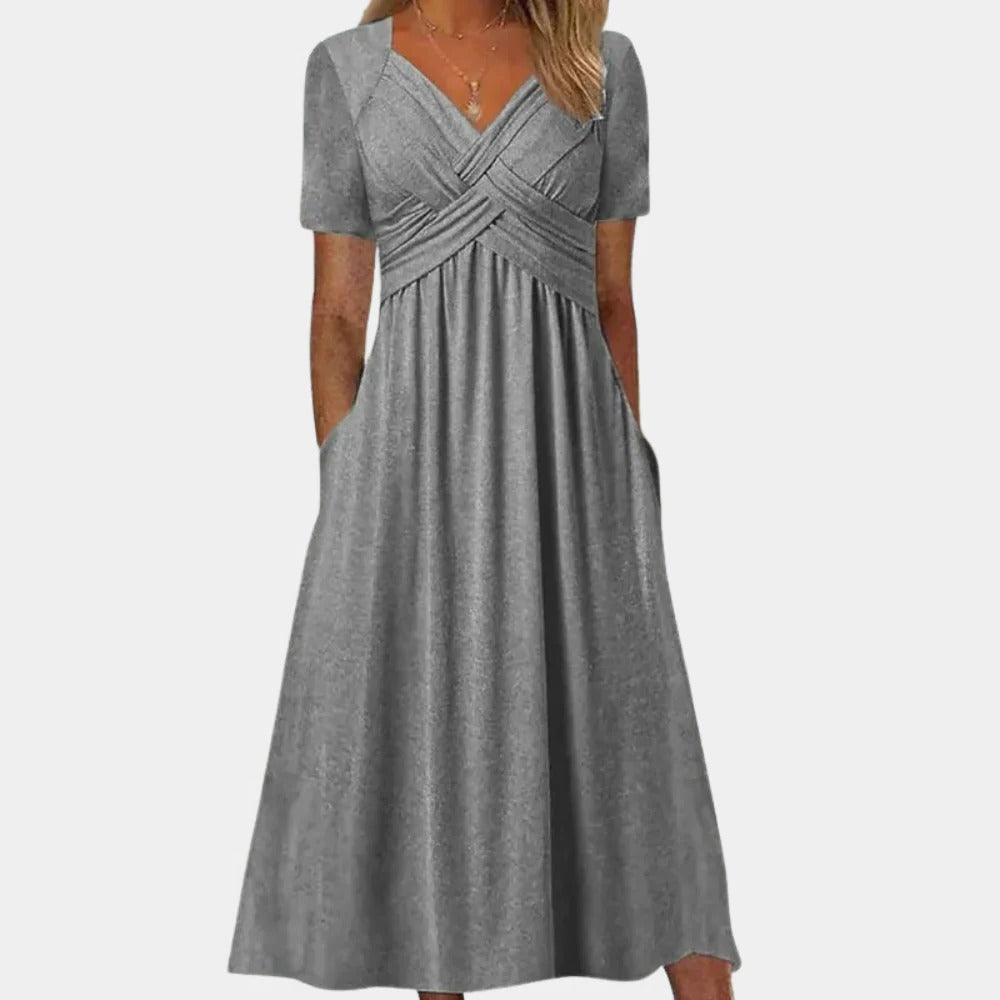 Raxiva-elegant ladies summer dress v neck