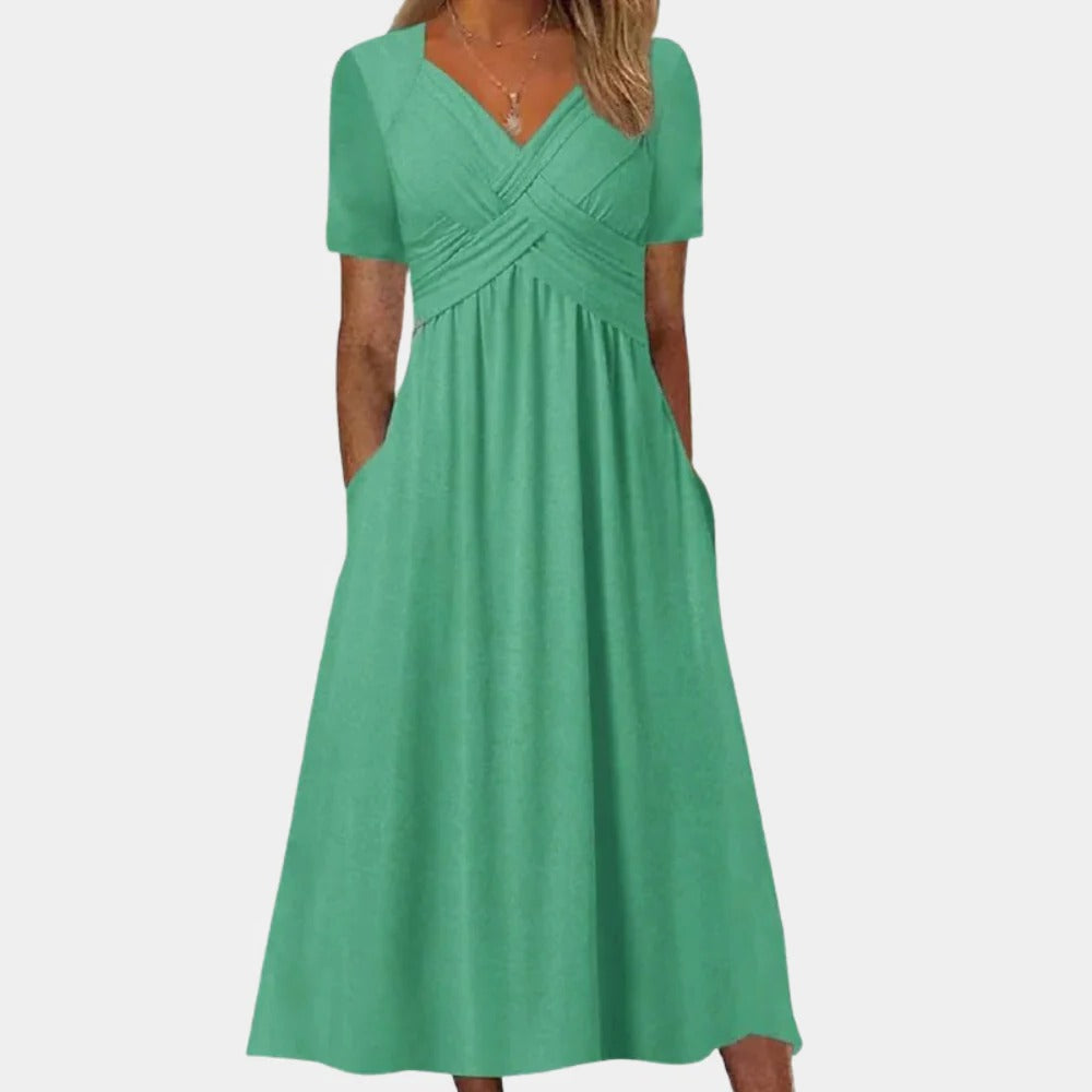 Raxiva-elegant ladies summer dress v neck