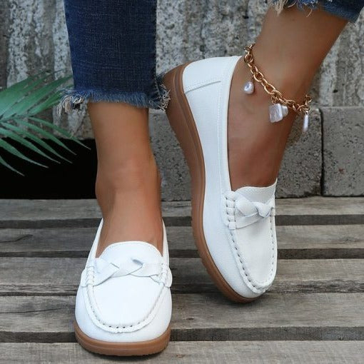 Raxiva-orthopedic womens shoes soft leather slip on walking loafers