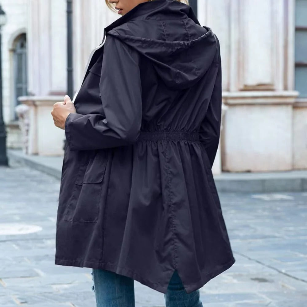 Raxiva-stylish zipper trench coat women