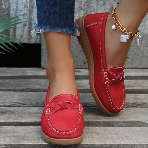 Raxiva-orthopedic womens shoes soft leather slip on walking loafers
