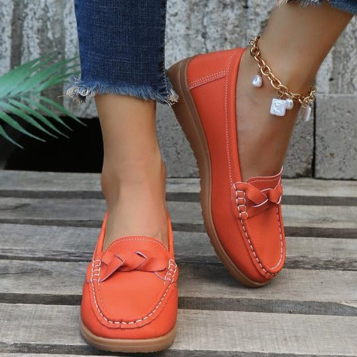 Raxiva-orthopedic womens shoes soft leather slip on walking loafers