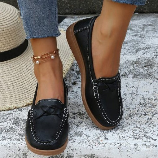 Raxiva-orthopedic womens shoes soft leather slip on walking loafers