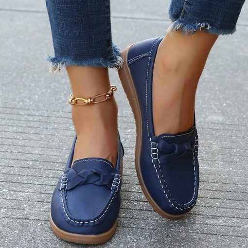 Raxiva-orthopedic womens shoes soft leather slip on walking loafers