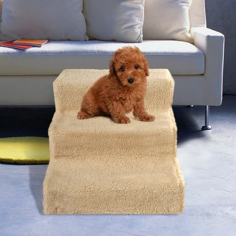Raxiva-3 step portable dog stairs for high bed