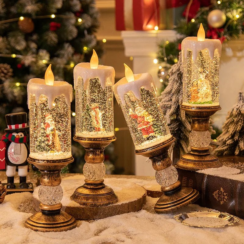 Raxiva-led candle lights snowflake music box magical christmas desktop decorations