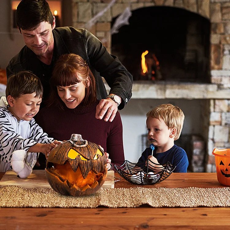Raxiva-led pumpkin lantern jack o lantern mouth open talking halloween indoor lights