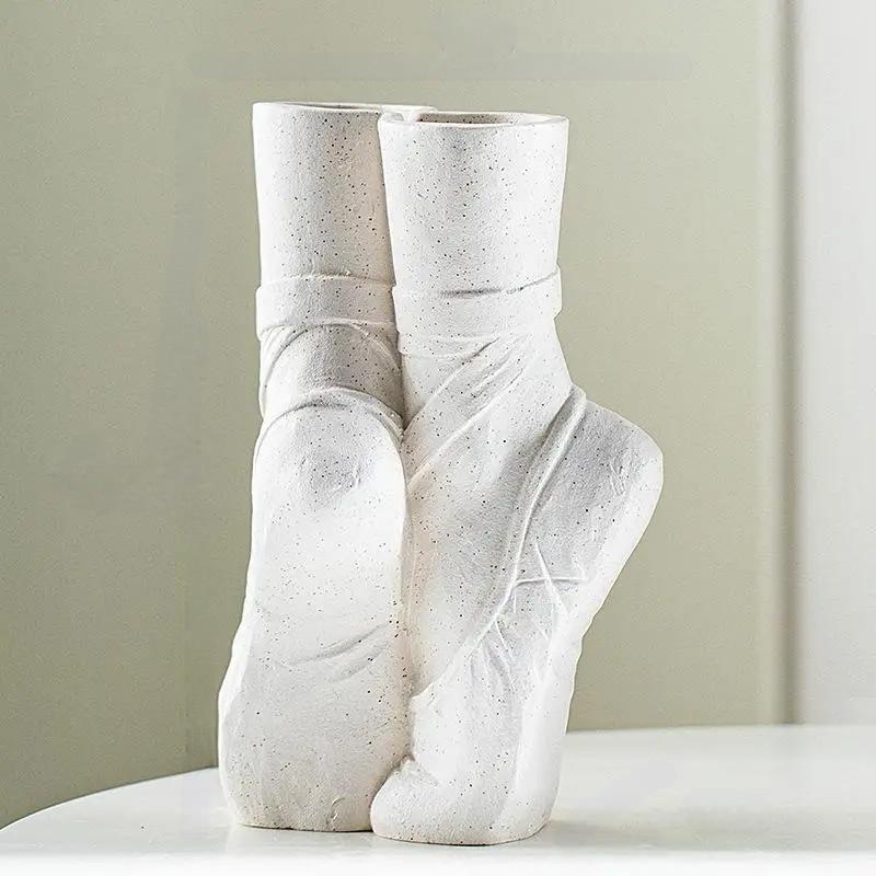Raxiva-nordic ceramic ballet shoes vase elegant sculpture home decor flower arrangements